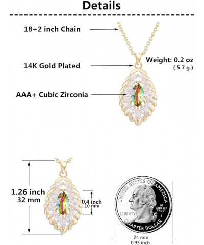 Oval Crystal Pendant Dangle Necklaces and Earrings Jewelry Sets for Women Glod Plated Oct-Opal-14K Gold $17.07 Jewelry Sets