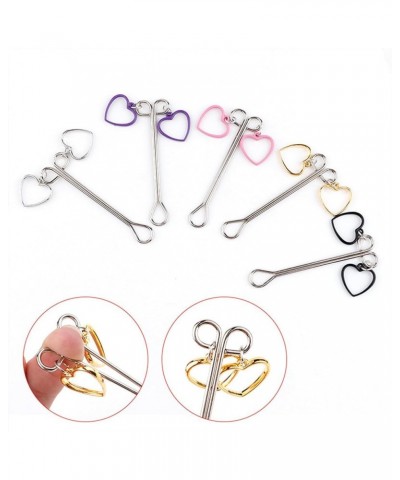 Stainless Steel Body Clamps with Heart Non-Piercing Colourful Love Heart Rings Body Clips Non Piercing Faux Body Jewelry Gift...