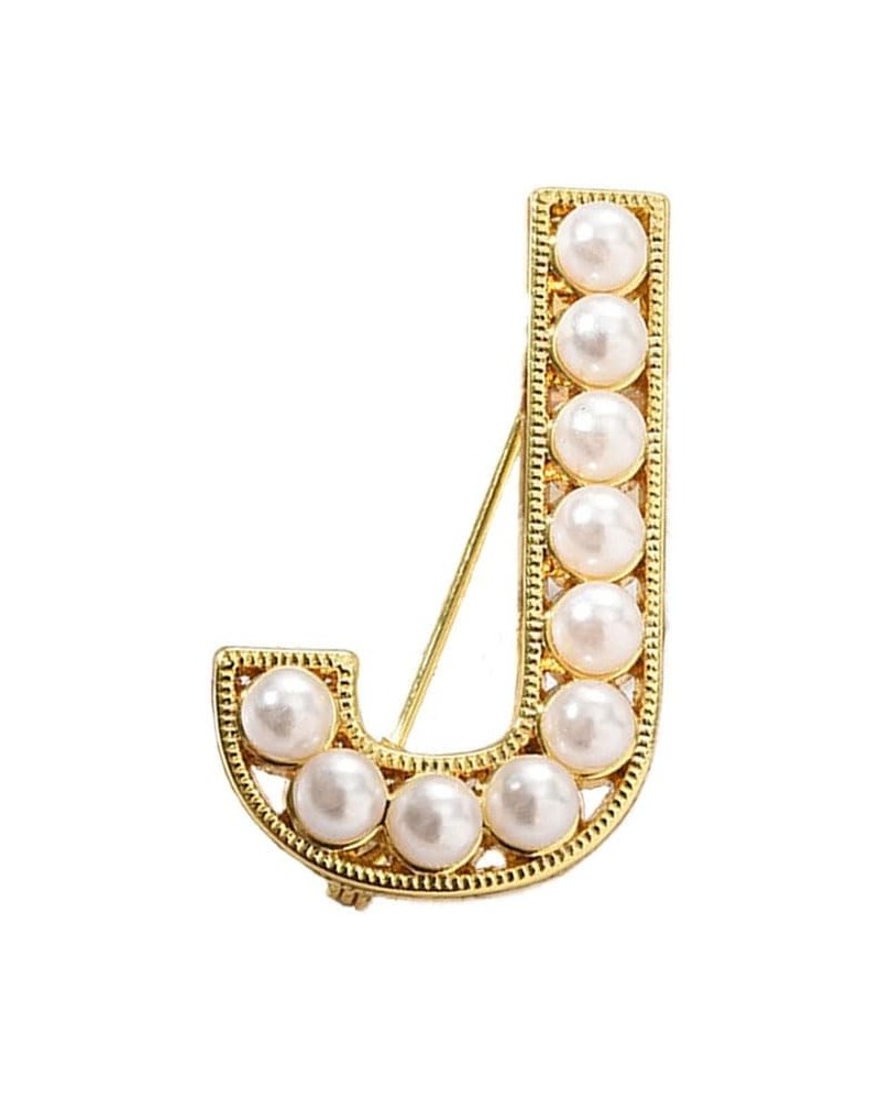 A-Z Letter Brooch Pin Gold Plated Faux Pearl Initial Lapel Pin White Pearl Capital Letter Safty Pin for Women Girls Clothing ...