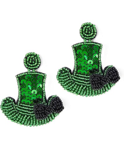 St. Patrick's Day Earrings Beaded Shamrock Clover Earrings Tassel Earrings Green St Hat Earrings Irish Holiday Hat $7.27 Earr...