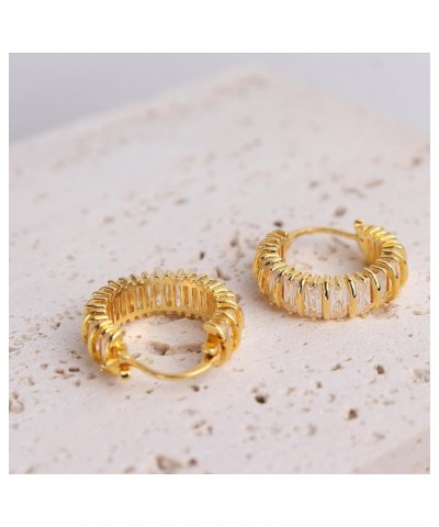 Gold Crystal Hoop Huggie Earrings for Women Girls - Trendy Unique Sparkly Rhinestone CZ Thick Earings Hypoallergenic Wedding ...