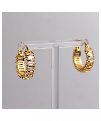 Gold Crystal Hoop Huggie Earrings for Women Girls - Trendy Unique Sparkly Rhinestone CZ Thick Earings Hypoallergenic Wedding ...