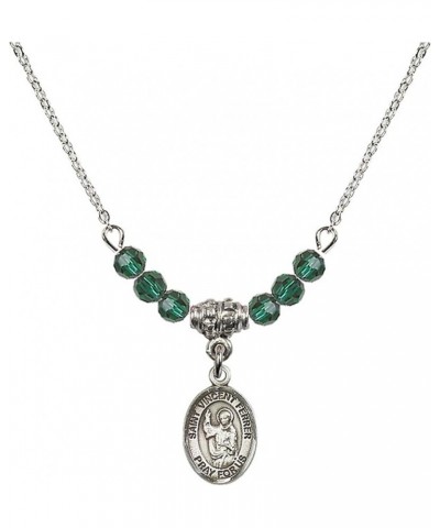 May Birth Month Bead Necklace with Catholic Patron Saint Petite Charm, 18 Inch Saint Vincent Ferrer $32.51 Necklaces