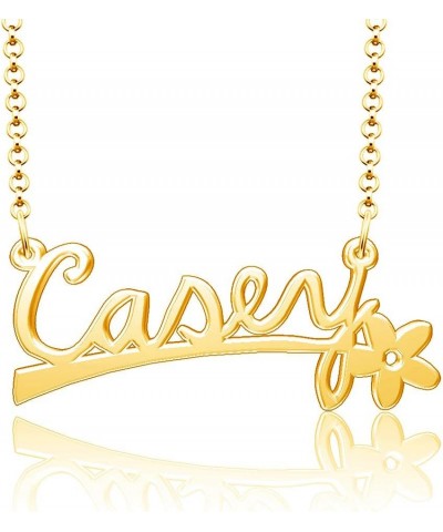 24k Gold Plated Flower Personalized Nameplate Custom Name Necklace Casey $12.65 Necklaces