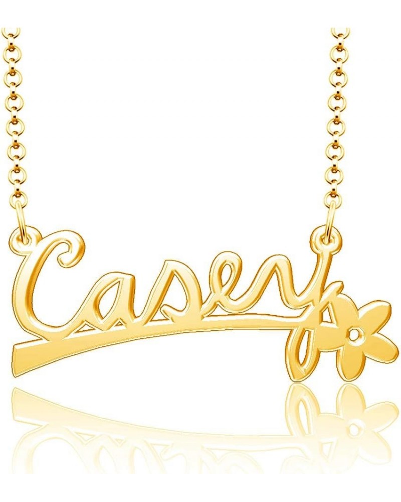 24k Gold Plated Flower Personalized Nameplate Custom Name Necklace Casey $12.65 Necklaces