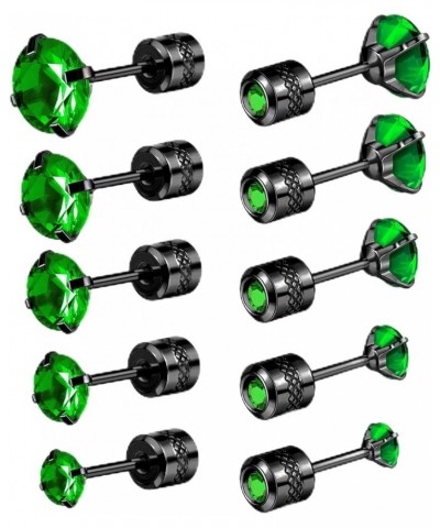 Pack of Titanium Colorful CZ Screw Back Earrings Hypoallergenic for Sensitive Ears Green CZ-Black $11.65 Body Jewelry