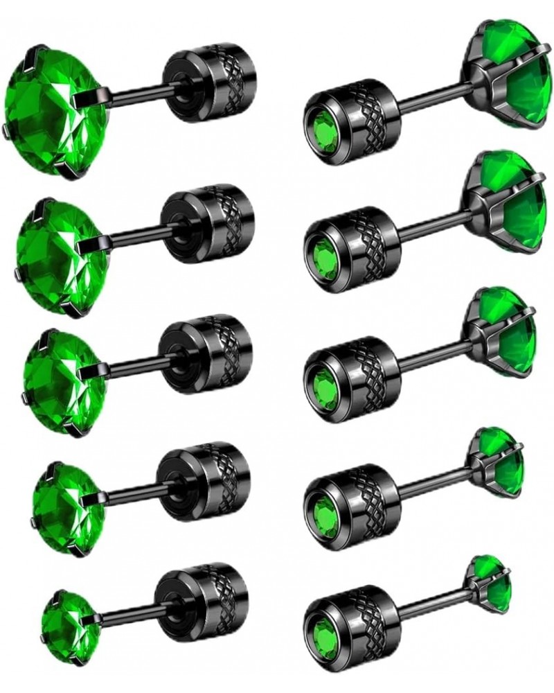 Pack of Titanium Colorful CZ Screw Back Earrings Hypoallergenic for Sensitive Ears Green CZ-Black $11.65 Body Jewelry