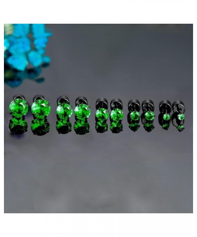 Pack of Titanium Colorful CZ Screw Back Earrings Hypoallergenic for Sensitive Ears Green CZ-Black $11.65 Body Jewelry