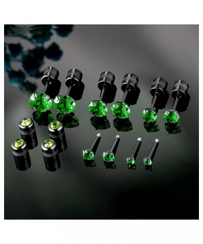 Pack of Titanium Colorful CZ Screw Back Earrings Hypoallergenic for Sensitive Ears Green CZ-Black $11.65 Body Jewelry