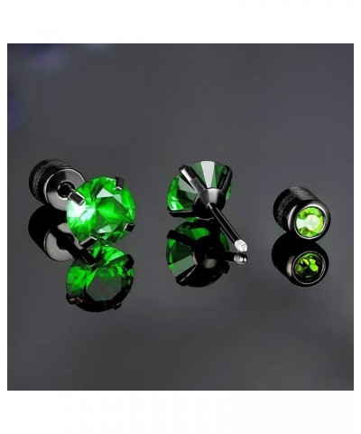 Pack of Titanium Colorful CZ Screw Back Earrings Hypoallergenic for Sensitive Ears Green CZ-Black $11.65 Body Jewelry