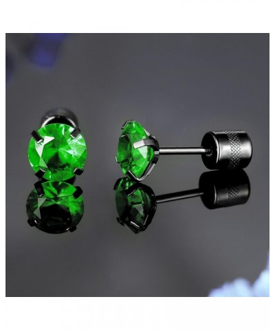 Pack of Titanium Colorful CZ Screw Back Earrings Hypoallergenic for Sensitive Ears Green CZ-Black $11.65 Body Jewelry