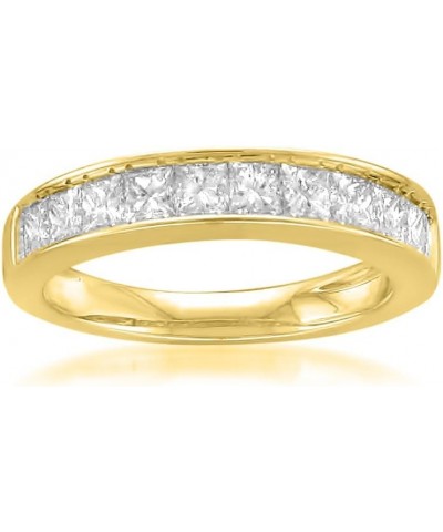 1.00 Carat Diamond, Channel-Set 14K Solid Gold Princess-cut 11-Stone Diamond Bridal Wedding Band (J-K, SI1-SI2) | Real Diamon...