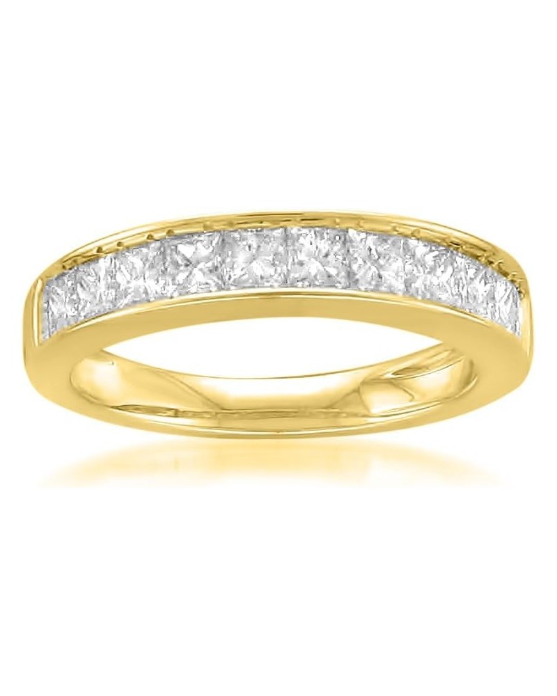 1.00 Carat Diamond, Channel-Set 14K Solid Gold Princess-cut 11-Stone Diamond Bridal Wedding Band (J-K, SI1-SI2) | Real Diamon...