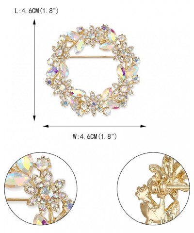 Austrian Crystal Wedding Flower Wreath Brooch Pin 3_Iridescent AB Gold-Tone $13.19 Brooches & Pins