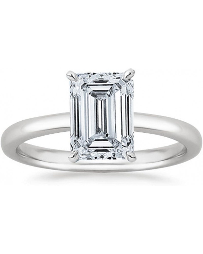 1-5 Carat Lab Grown Solitaire Emerald Cut IGI CERTIFIED Diamond Engagement Ring (1-5 Ct,H-I Color VS1-VS2 Clarity) 10 White G...