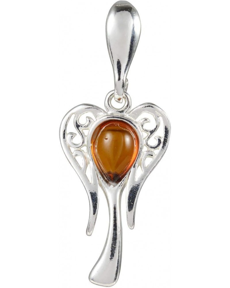 Amber Jewelry for Women - Sterling Silver and Baltic Honey Amber Angel Pendant, Includes 925 Sterling Silver Chain - Sterling...