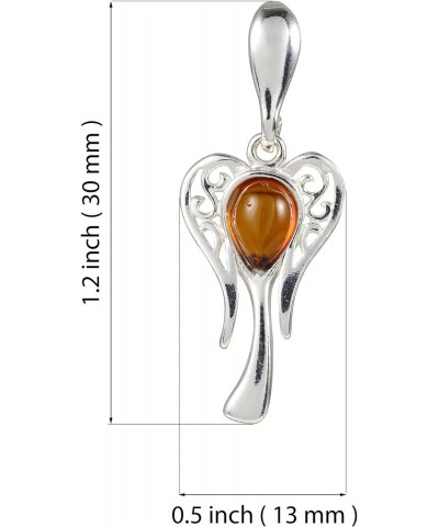 Amber Jewelry for Women - Sterling Silver and Baltic Honey Amber Angel Pendant, Includes 925 Sterling Silver Chain - Sterling...