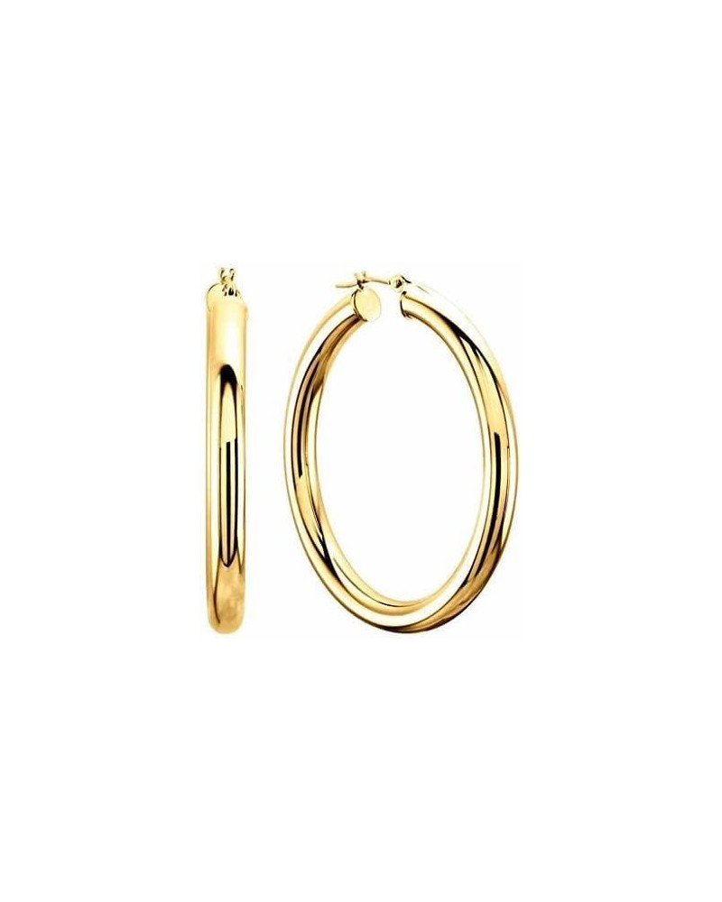 10k REAL Yellow or White Gold 3MM Thickness Classic Polished Round Tube Hoop Earrings with Snap Post Closure For Women in Man...