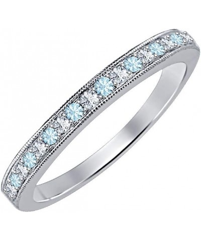 Round Cut Gemstone Over Sterling Silver Wedding Band Ring For Women's created-aquamarine & white diamond $24.15 Bracelets