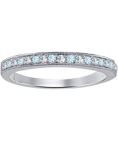 Round Cut Gemstone Over Sterling Silver Wedding Band Ring For Women's created-aquamarine & white diamond $24.15 Bracelets