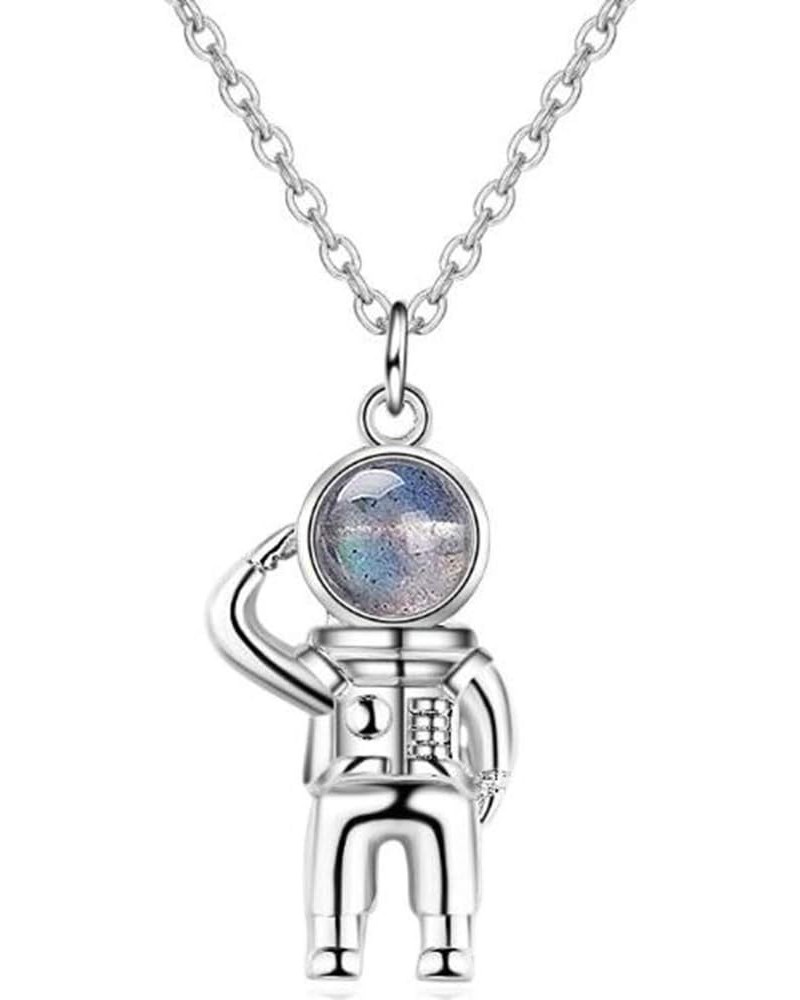 Astronauts Spaceman Universe Earth Moonstone Pendant Women Men Girls Boys Necklace $7.79 Necklaces