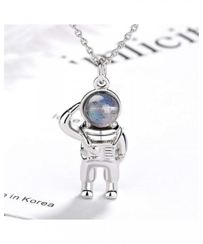 Astronauts Spaceman Universe Earth Moonstone Pendant Women Men Girls Boys Necklace $7.79 Necklaces