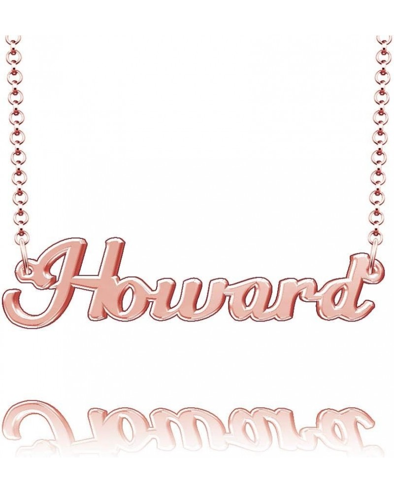 Howard Name Necklace Sterling Silver Plated Custom Made of Last Name Personalized Gift for Family Font9-Rose Gold $18.55 Neck...