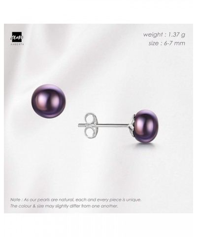 Women's 925 Sterling Silver Freshwater Pearl Stud Earrings d. 6-7 mm / Dark Pearl $8.21 Earrings