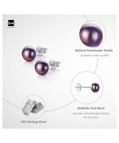 Women's 925 Sterling Silver Freshwater Pearl Stud Earrings d. 6-7 mm / Dark Pearl $8.21 Earrings