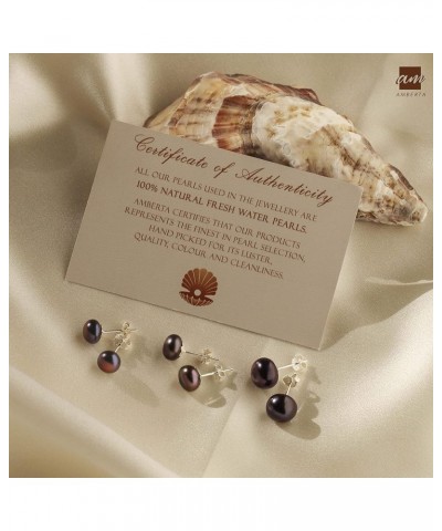 Women's 925 Sterling Silver Freshwater Pearl Stud Earrings d. 6-7 mm / Dark Pearl $8.21 Earrings