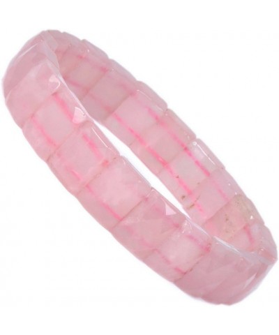 Gem Semi Precious Gemstone 12mm Faceted Rectangle Beads Stretch Bracelet 7 Inch Rose Quartz $11.87 Bracelets