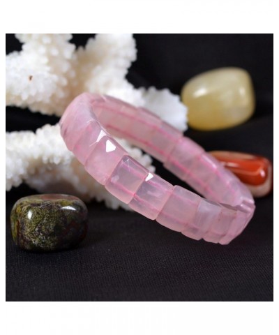 Gem Semi Precious Gemstone 12mm Faceted Rectangle Beads Stretch Bracelet 7 Inch Rose Quartz $11.87 Bracelets