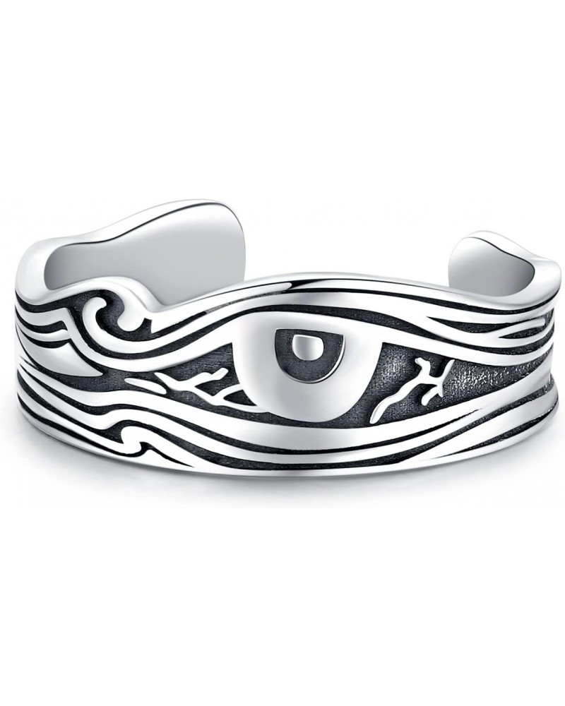 Viking Rings for Men 925 Silver Black Mens Rings Eye of Horus Adjustable Rune Amulet Jewelry Gifts for Women Unisex $10.32 Rings