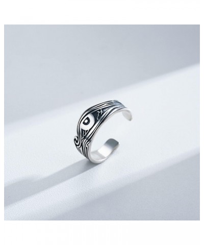 Viking Rings for Men 925 Silver Black Mens Rings Eye of Horus Adjustable Rune Amulet Jewelry Gifts for Women Unisex $10.32 Rings