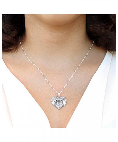 Silver Pave Heart Charm 18 Inch Necklace with Cubic Zirconia Jewelry Karate $10.99 Necklaces