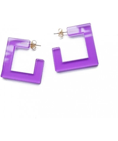 Transparent Acrylic Square Shape Candy Color Women's Charm Earring 3cm,1.18" Purple $8.11 Earrings