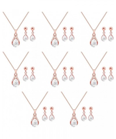 Dainty Bridesmaid Jewelry Set for Women Girls,1-4-6-8 Sets 14k Gold & Rose Gold & Silver Plated Pave Rhinestone With Crystal ...