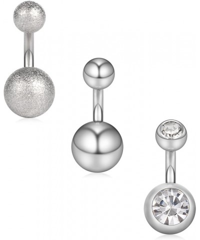 14G 6mm 1/4 Inch 316L Surgical Steel Short Belly Earring Navel Button Rings 3-5PCS 3PCS - Silver $7.94 Body Jewelry