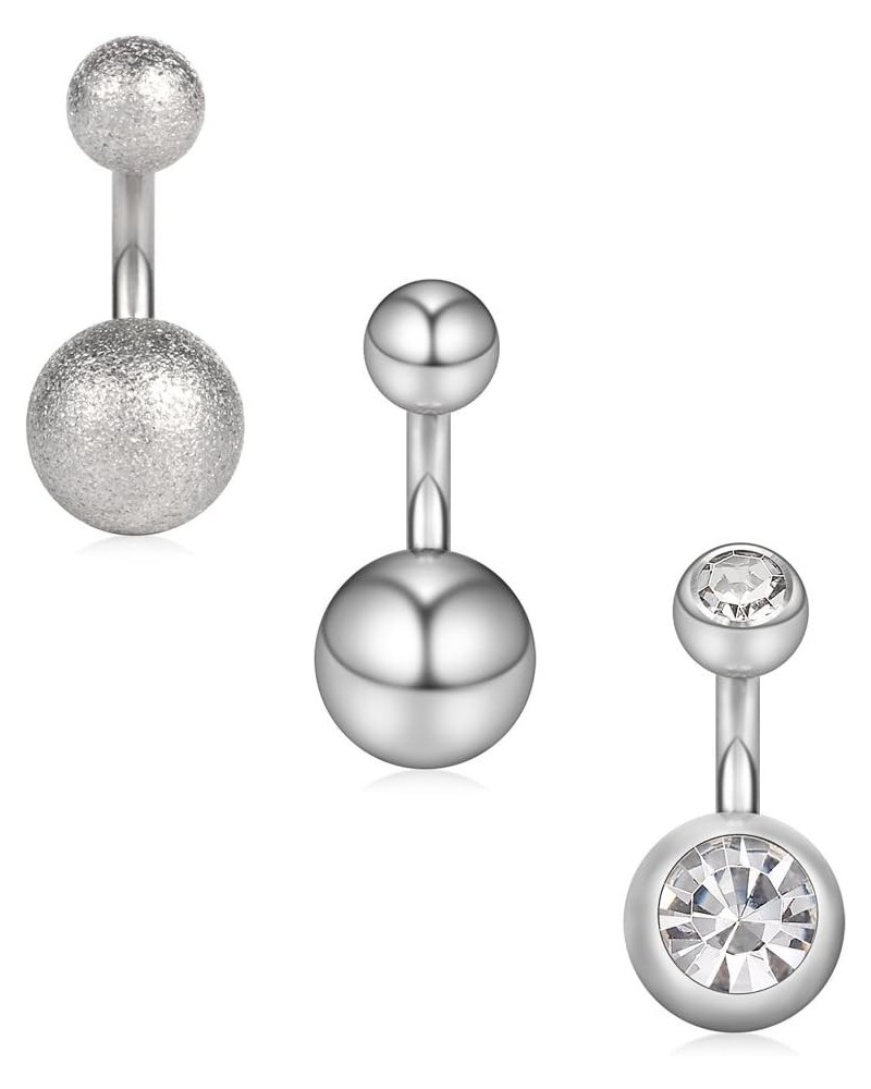 14G 6mm 1/4 Inch 316L Surgical Steel Short Belly Earring Navel Button Rings 3-5PCS 3PCS - Silver $7.94 Body Jewelry