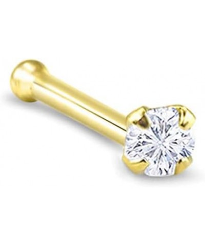 Gold-Tone 316L Surgical Steel Nose Stud Ring Clear CZ Prong Choose Your Size, Style & Gauge 3mm-18G-Nose Bone $9.50 Body Jewelry