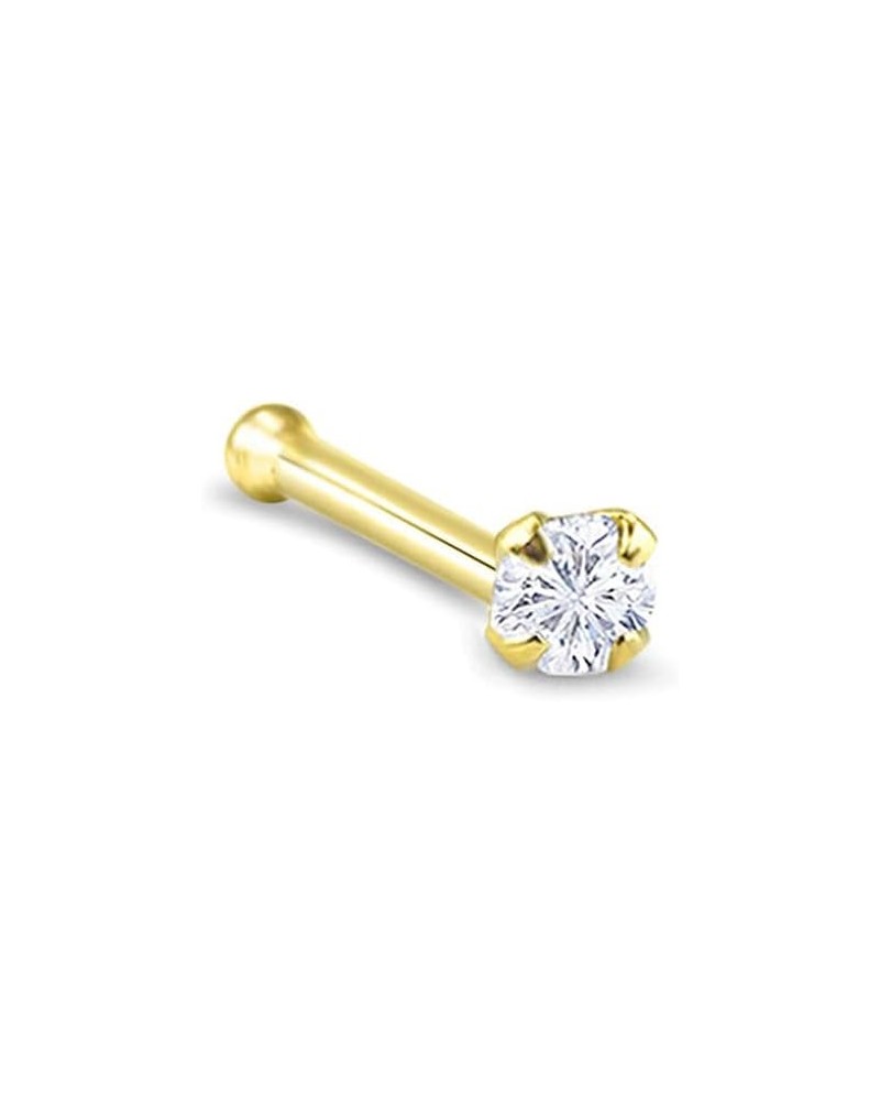 Gold-Tone 316L Surgical Steel Nose Stud Ring Clear CZ Prong Choose Your Size, Style & Gauge 3mm-18G-Nose Bone $9.50 Body Jewelry