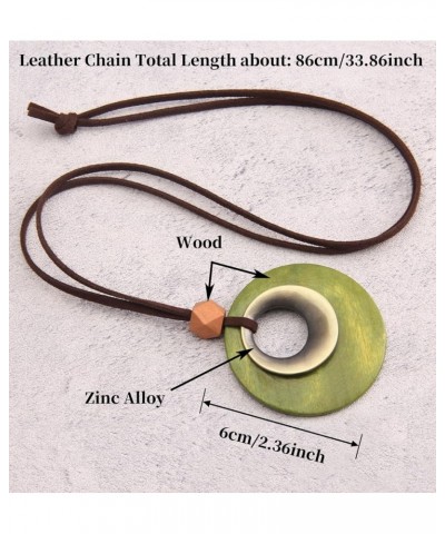 PU Leather Necklace Vintage Boho Style Multilayer Pendant Long Sweater Necklace Jewelry for Women Girl Men with Adjustable Le...