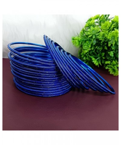 Indian Bangles Set Bollywood Plain Metal Bangle Bracelets Costume Jewelry for Women & Girls Blue (Set of 24 Pcs) 2-6 $9.83 Br...