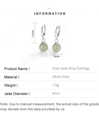 Dainty Natural Jade Drop Earrings for Women,14K Gold Overlay S925 Silver Vintage Style Green Jade Dangle Earrings,Fashion Jad...