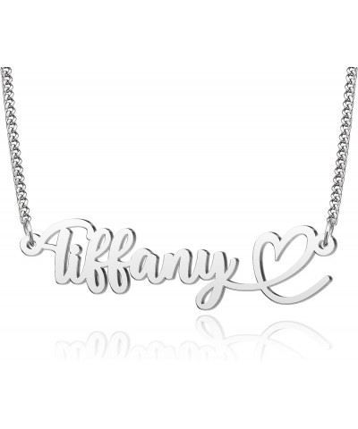 Heart Name Necklace Personalized Initial Stainless Steel Pendant Jewelry Christmas Gift Curb Chain 18 Tiffany $10.79 Necklaces