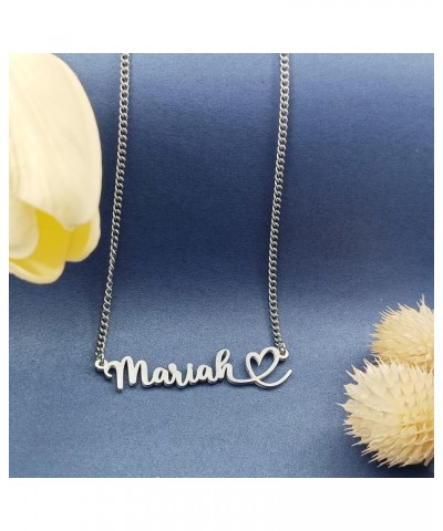 Heart Name Necklace Personalized Initial Stainless Steel Pendant Jewelry Christmas Gift Curb Chain 18 Tiffany $10.79 Necklaces