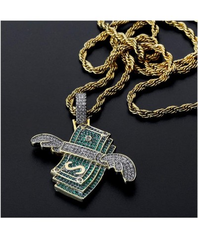 Iced Out Flying Cash Solid Pendant Gold Plated Necklace Mens Women Personalized Hip Hop Charm Jewelry Gifts $12.00 Necklaces