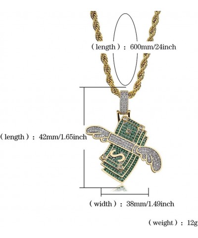 Iced Out Flying Cash Solid Pendant Gold Plated Necklace Mens Women Personalized Hip Hop Charm Jewelry Gifts $12.00 Necklaces