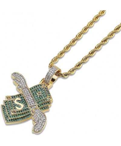 Iced Out Flying Cash Solid Pendant Gold Plated Necklace Mens Women Personalized Hip Hop Charm Jewelry Gifts $12.00 Necklaces