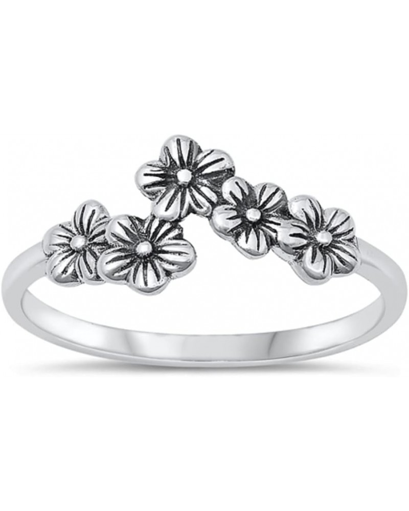 CLOSEOUT WAREHOUSE 925 Sterling Silver Forget-Me-Not Flower Crown Ring Silver $11.06 Rings